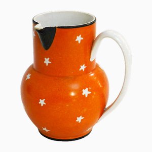Small 19th Century in Orange Matte Ceramic with Stars Decor by Creil & Montereau