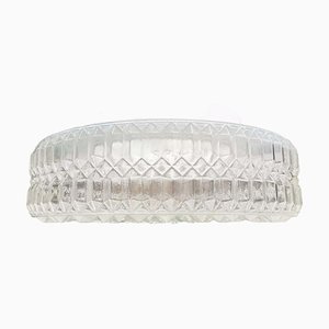 Large Frosted Hubnail Glass Flush Mount Lamp, 1990s