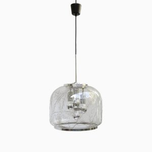 Space Age Ceiling Lamp in Murano Glass & Aluminum from Doria, 1970s