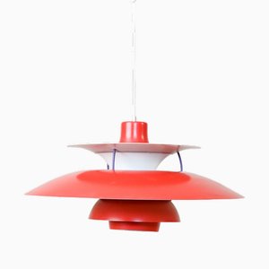 Vintage PH5 Suspension Lamp in Red by Poul Henningsen for Louis Poulsen, 1958