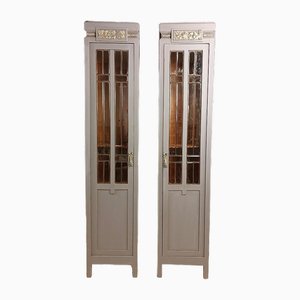 Tall Shabby Chic Display Cases, 1950s, Set of 2