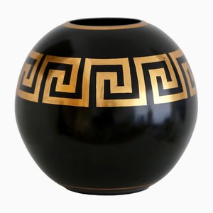 Art Deco Hand-Painted Vase with Golden Roman Decor, 1930s