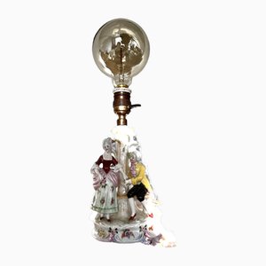 Vintage Porzellan Tischlampe von M. Houlberg
