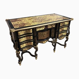 French Baroque Desk with Brass Inserts, 1920s