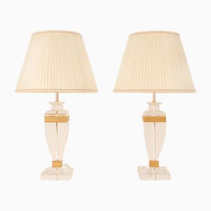 Vintage Italian Crystal Glass Table Lamps from Venini, 1980s, Set of 2