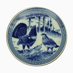 Swedish Cobalt Collectors Plate from Ravn Porcelain Engelholm, 1987