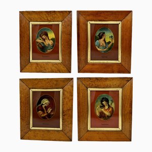 Englischer Künstler, Four Seasons, 1800er, Farbige Gravuren, Gerahmt, 4er Set