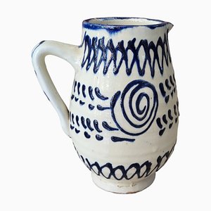Handbemalte spanische Mid-Century Kanne aus glasierter Keramik