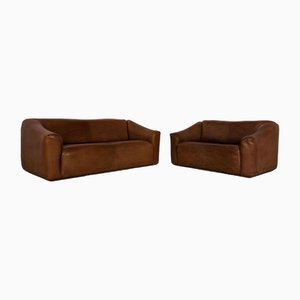 Ds 47 3-Seater Leather Brown Sofa from de Sede, Set of 2