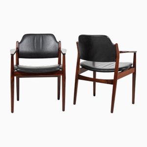 Mid-Century Danish Chairs 62a in Rosewood and Leather attributed to Arne Vodder for Sibast, 1960s, Set of 2
