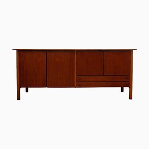 Großes hohes dänisches Sideboard aus Teak mit schwebender Platte, 1950er