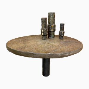 Vintage Brutalist Design Slate Stone Coffee Table Salontafel, 1960s