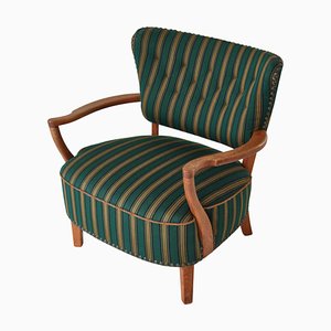 Danish Modern Lounge Chair in Oak & Traditional Danish Olmerdug Wool by Henning Kjærnulf, 1950s