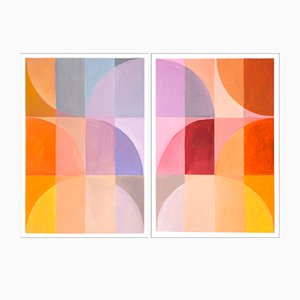 Natalia Roman, Stained Glass Study in Pastel Hues Diptych, 2023, Acrylic on Watercolor Paper