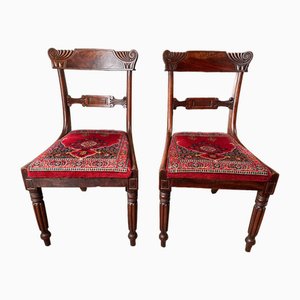 Regency Cuban Mahogany Side Chair with Ground Red & Blue Chair, 1830s