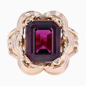 Französischer Ring aus 18 Karat Roségold mit Rhodolith und Granat, 1960er