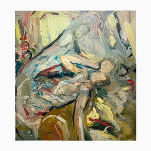 Francesca Owen, Durmiendo bajo un cielo amarillo limón, 2023, óleo sobre lienzo