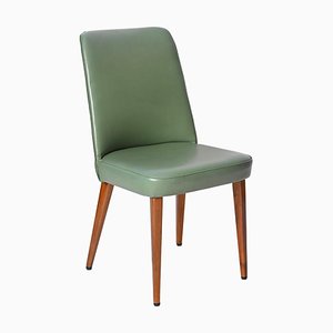 Silla de comedor de cuero verde atribuida a Anonima Castelli, Italia, años 50