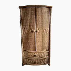 Vintage Wicker Wardrobe with 2 Drawers, 1980s