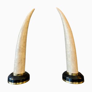 Tessellated Marble Faux Tusks, 1980s, Set of 2