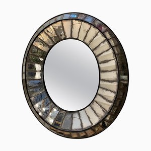 Specchio grande con cuscino ovale invecchiato, anni '10