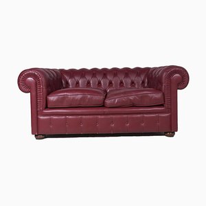 Chesterfield Style Two-Seater Sofa in Bordeaux