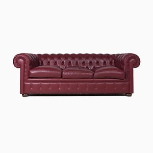 Chesterfield Three-Seater Sofa in Bordeaux