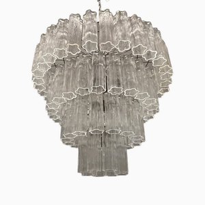Large Tronchi Murano Glass Tube Chandelier by Paolo Venini, 1980s