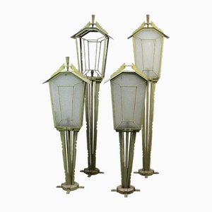 Jeu de Lampes de Jardin Art Déco, 1930s, Set de 4