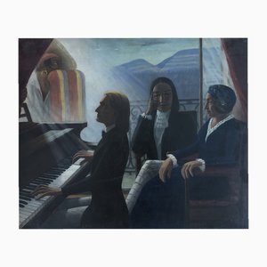 Aimé Moret, Allégorie sur Liszt lors de son séjour à Genève, 1936, Huile sur Carton