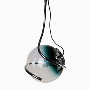 Space Age Pendant in Chrome and Murano Glass by Fabio Lenci, 1970s