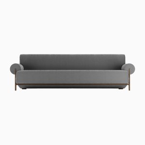 Paloma Sofa in Boucle Charcoal and Smoked Oak by Bernhardt & Vella for Collector