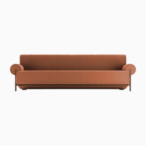 Paloma Sofa in Boucle Burnt Orange and Smoked Oak by Bernhardt & Vella for Collector