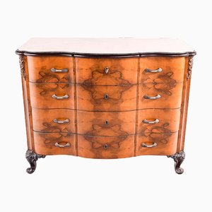 English Walnut Serpentine Commode with Marble Top, 1890