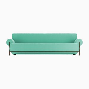 Paloma Sofa in Boucle Teal and Smoked Oak by Bernhardt & Vella for Collector