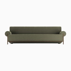 Paloma Sofa in Boucle Olive and Smoked Oak by Bernhardt & Vella for Collector
