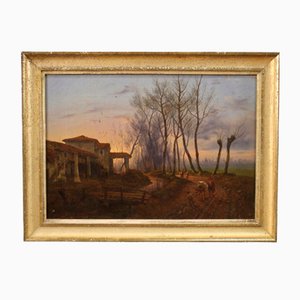 French Artist, Countryside Landscape, 1870, Oil on Canvas