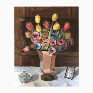 E. Todeschini, Bouquet de Fleurs, 1890-1910, Öl auf Leinwand