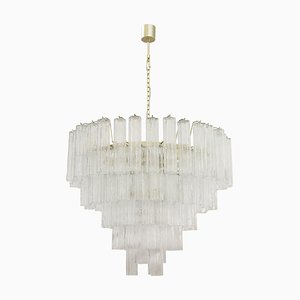 Large Murano Glass Crystal Tronchi Suspension Chandelier, Italy, 1990s