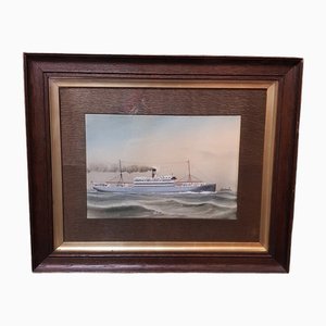 C. Cowland, The SS Highland Laddie, Early 19th Century, Gouache on Paper, Framed