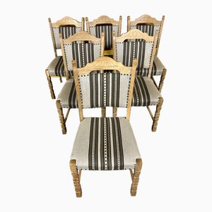 Vintage Danish Oakwood Dining Chairs in style of Henning Kjaernulf, 1960s, Set of 6