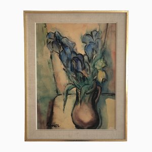 Reiner, Bouquet en vase, Oil on Cardboard, Framed