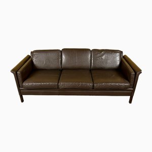 Danish 3-Seater Sofa in Brown Leather, 1960s