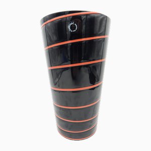 News Vase in Black with Red Aspiral by Carlo Nason, 2000