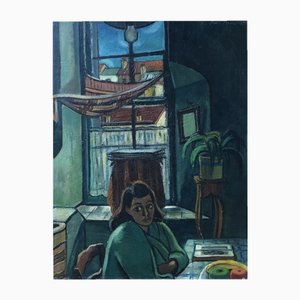 Aimé Moret, Intérieur, 1946, Olio su tavola