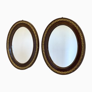 Vintage Oval Mirrors, 1920s, Set of 2