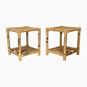 Bamboo & Wicker Tables, Set of 2