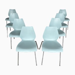 Italian Maui Pale Blue Dining Chairs by Vico Magistretti for Kartell, 1980s, Set of 8