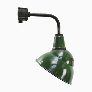 Vintage Industrial Green Enamel & Cast Iron Wall Lamp from Benjamin, USA