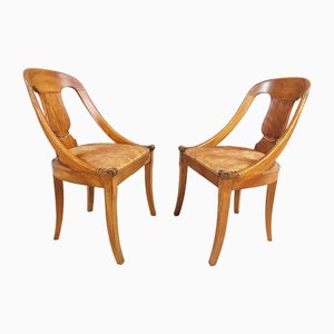 Art Deco Gondola Style Chairs, 1950s, Set of 2